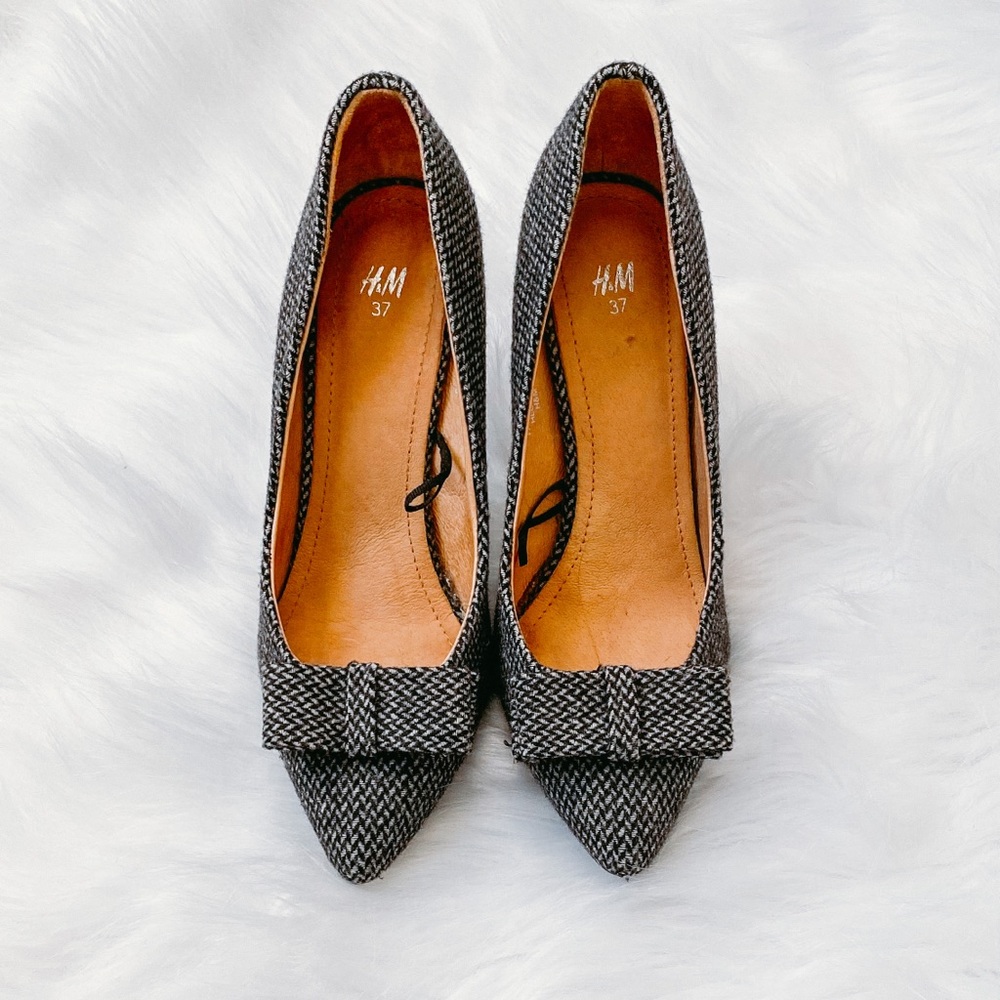 H&M Tweed Bow Heels Size 37